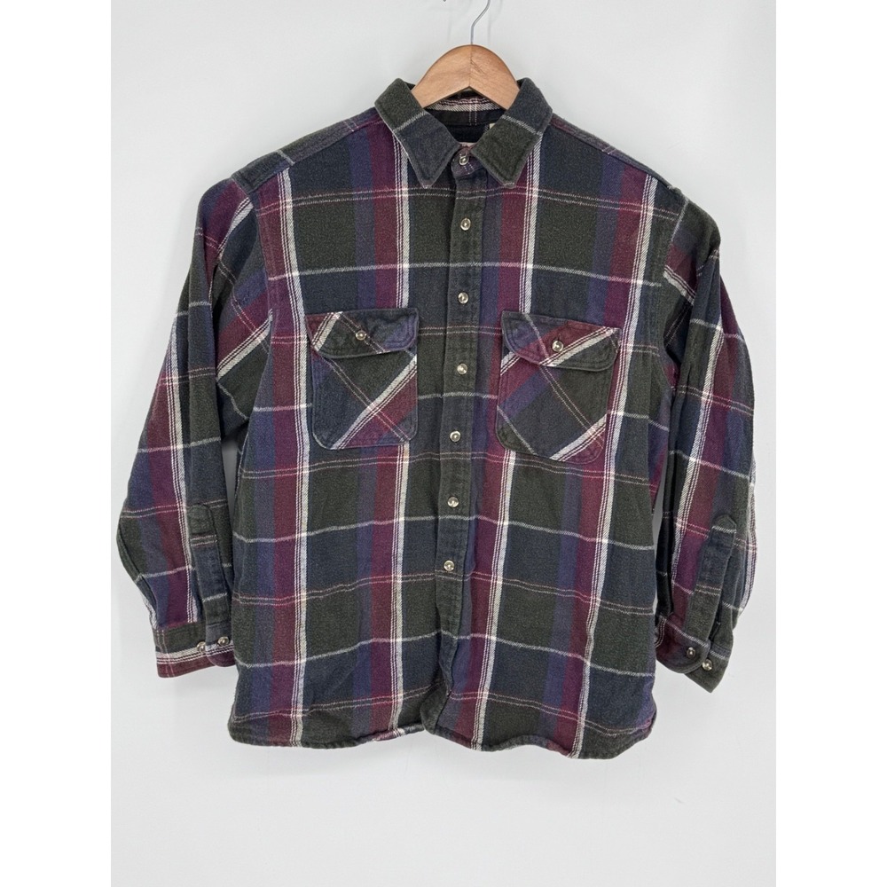 Fieldmaster Men's Heavy Flannel Long Sleeve Shirt Sz Lg Multicolored Plaid B4